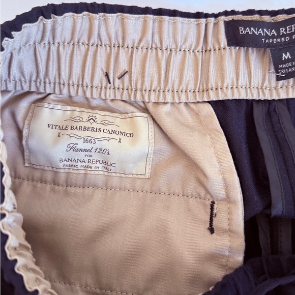 NWOT BANANA REPUBLIC MENS NAVY VITALE B FLANNEL 120’s 💯WOOL DRAW STRING PANTS M - Picture 6 of 7
